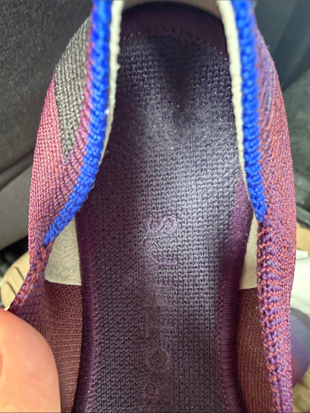 Rothy's Plum and Navy Knit Ballet Flats with Blue Trim - Picture 6 of 7